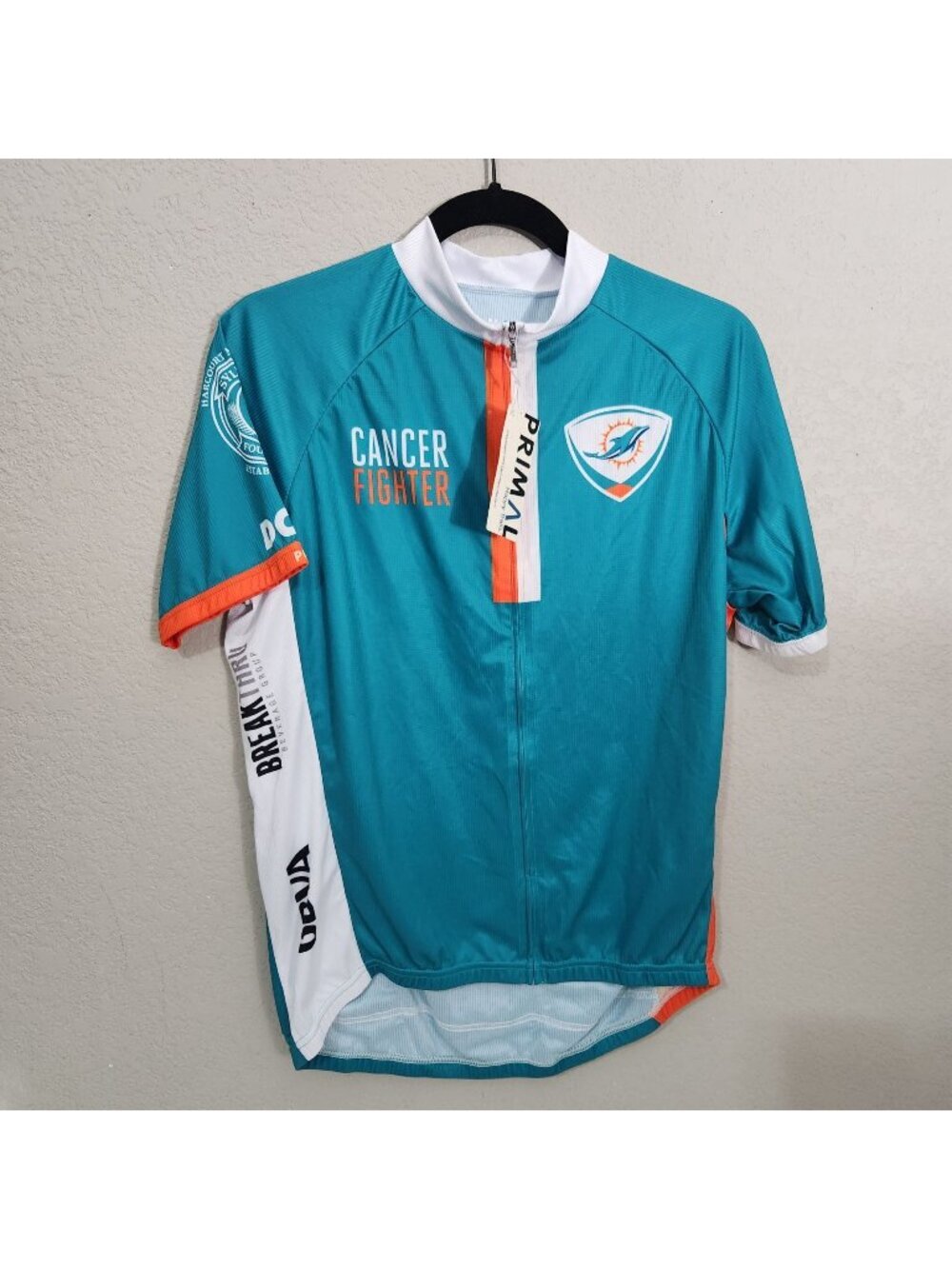 Dolphins Cancer Challenge 2019 Primal Mens Cycling Jersey L Raglan Fit NWE
